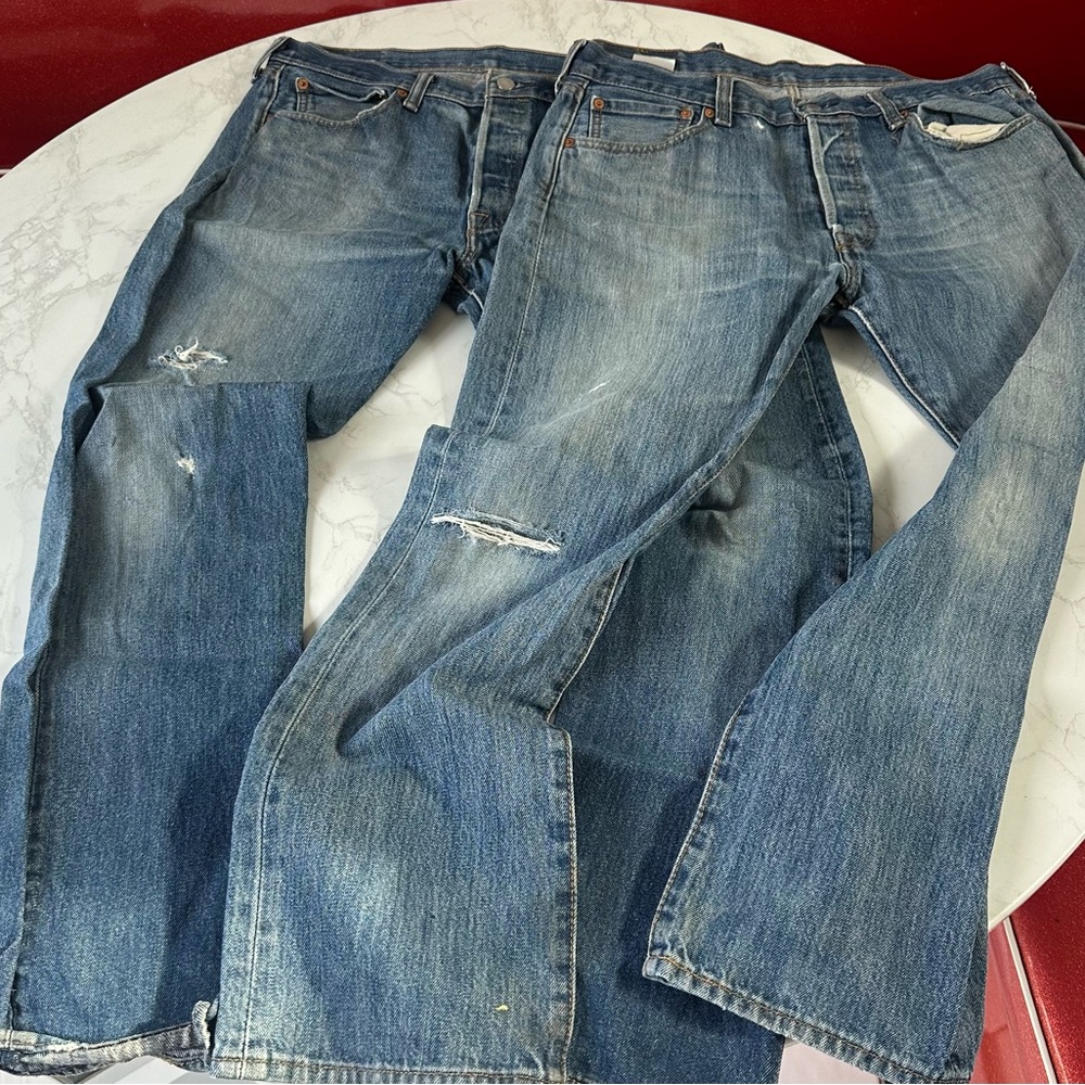 Two pairs Levi’s 501s ripped size 34X 30